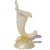 Beautiful vintage Murano hand blown opal white and gold flecks Italian art glass cornucopia flower vase. Documented to...