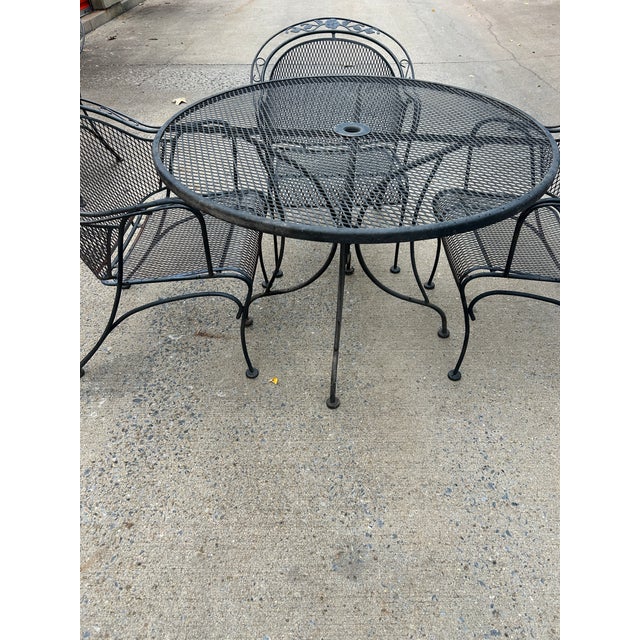 Vintage Wrought Iron Woodard Table and 4 Barrel Chairs, Attributed For Sale In Washington DC - Image 6 of 6