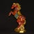 This is a striking antique cloisonné enamel sculpture of a horse, depicted in a dynamic, rearing pose with its front legs...