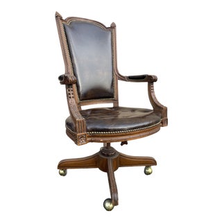 Vintage Leather Office Chair by Loeblein Creations For Sale