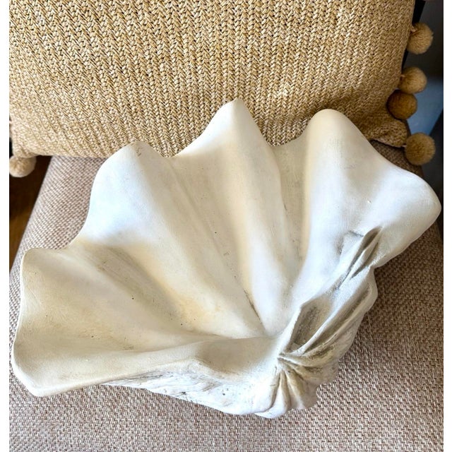 Large Vintage Sculptural Ceramic Clam Shell Bowl – Ivory Coastal Centerpiece For Sale - Image 12 of 12