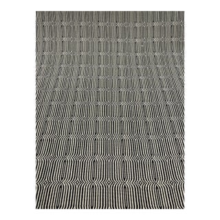 Jacquard Fabrics Black and White Geometric Designer Fabric F6174-Onyx - 30 Yards For Sale