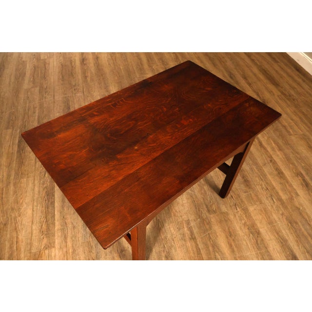 Mission Antique L. & J.G. Stickley Mission Oak Library Table For Sale - Image 3 of 18