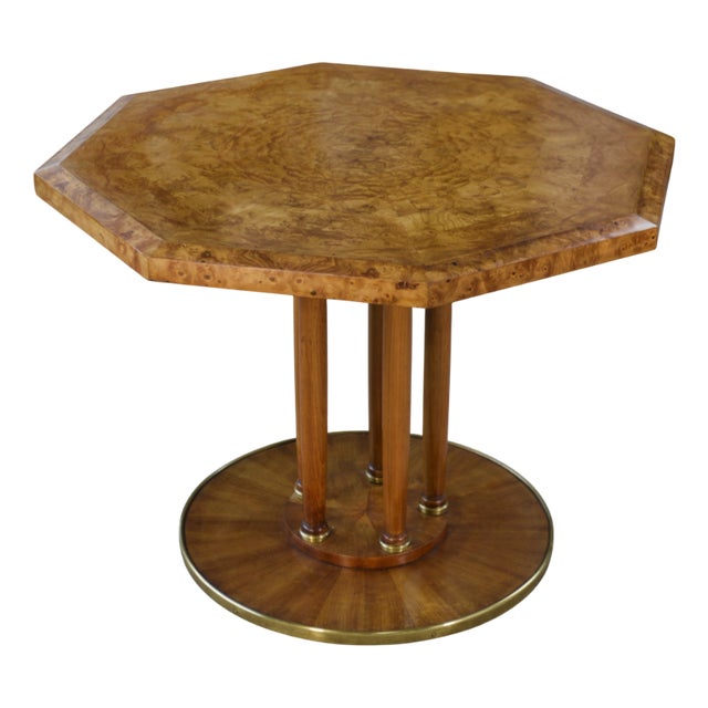 Art Deco Octagonal Elm Burl Table, 1940s For Sale