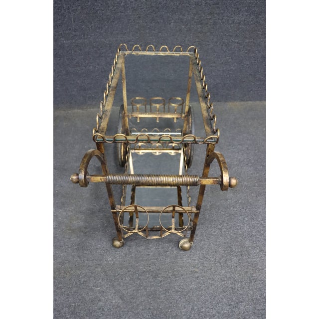 Hollywood Regency Gold-Finished Iron Bar Cart For Sale - Image 10 of 10