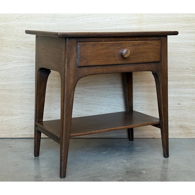Mid-Century Modern Danish Teak Nightstands Tables With Drawer, 1960s Modern Design, A Pair For Sale - Image 3 of 12