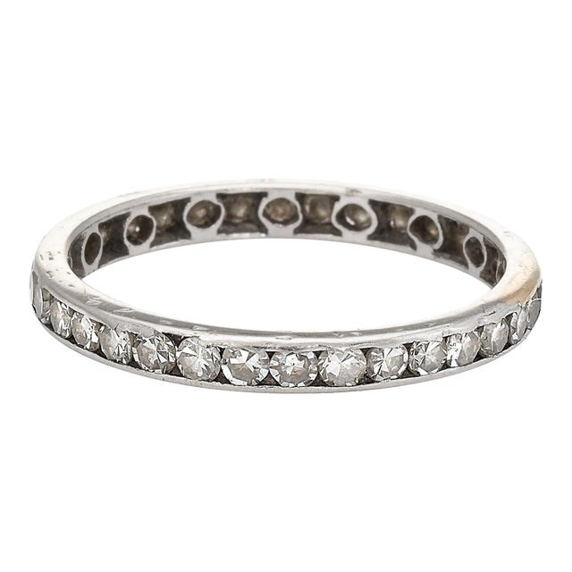 Antique Deco Diamond Eternity Ring Vintage Platinum Estate Fine Jewellery size 6 For Sale
