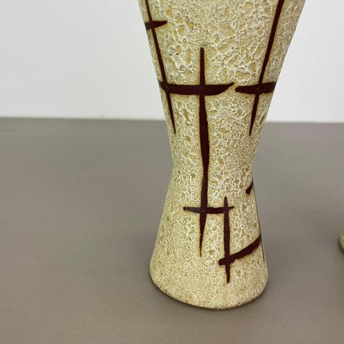 WGP Bamboo Ceramic Fat Lava Vases attributed to Scheurich, Germany, 1970s, Set of 2 For Sale - Image 4 of 18