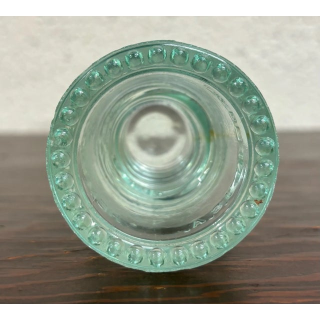 Early 20th Century Vintage Hemingray-9 Teal Tinted Aqua Tinted Glass Insulator For Sale - Image 5 of 5