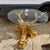 1960s Vintage Hollywood Regency Gold Koi Fish With Round Glass Top Dining Table For Sale - Image 5 of 8