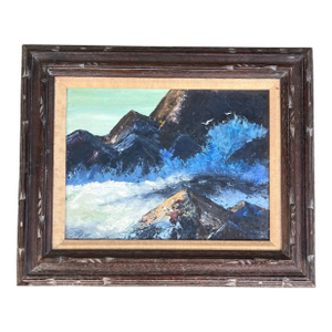 1950’s Original Expressionist Seascape Painting Vintage Carved Wood Frame