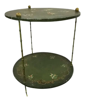 Brass Italian Monkey Motif Faux Bamboo Side Table