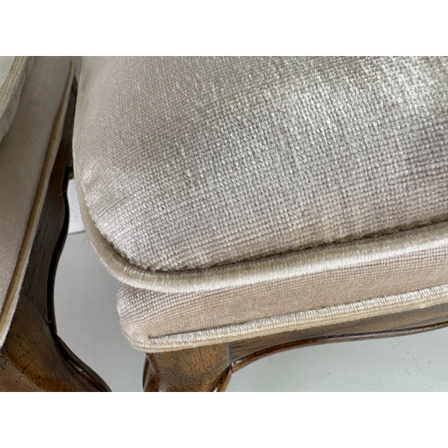 Drexel Heritage Mid-Century Vintage Drexel Upholstered Walnut Benches/a Pair For Sale - Image 4 of 11