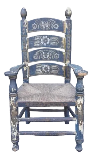 Mexican Colonial Rush Seat Chair Circa 1920s