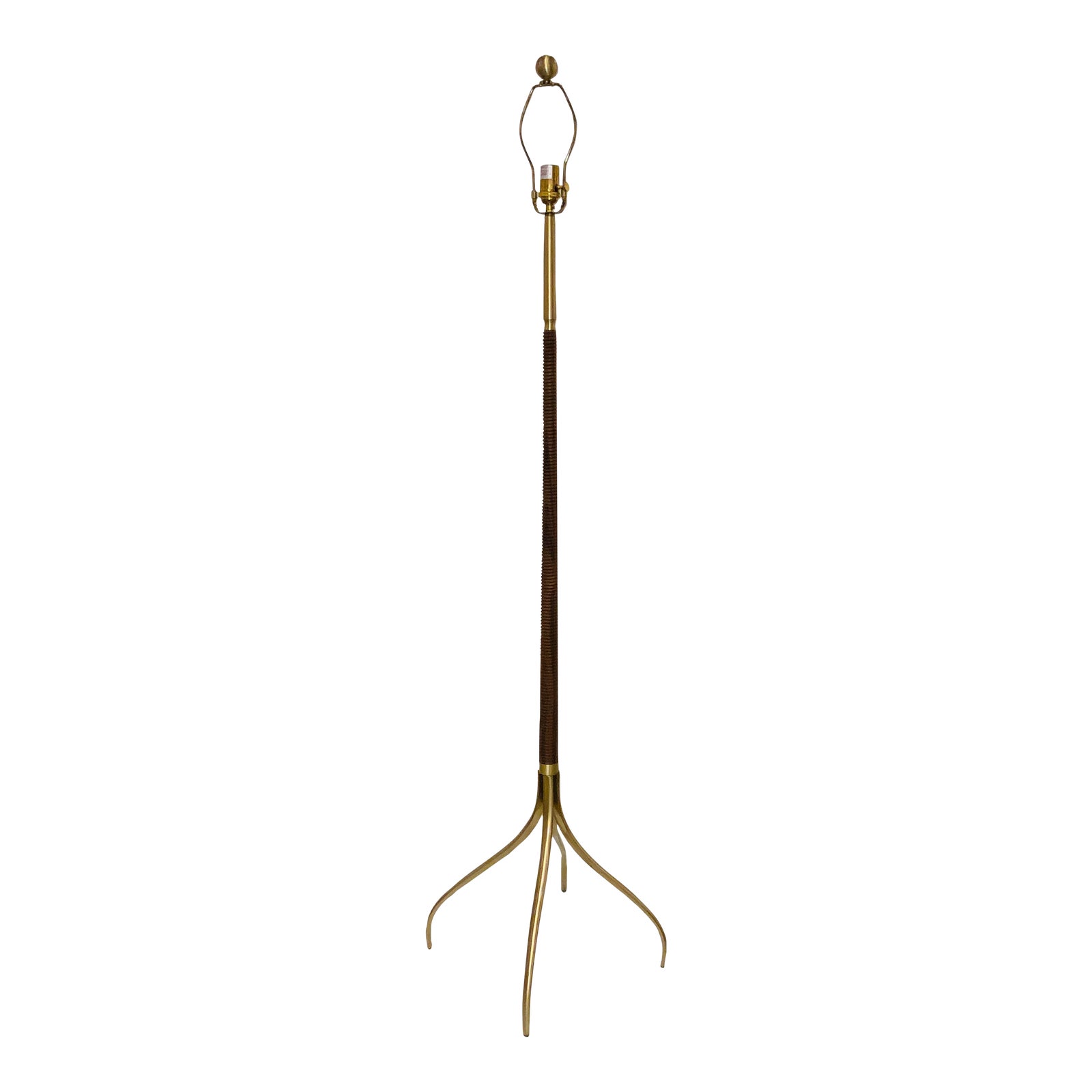 Curry & Co. Modern Reeded Wood and Brass Finished Floor Lamp Prototype ...