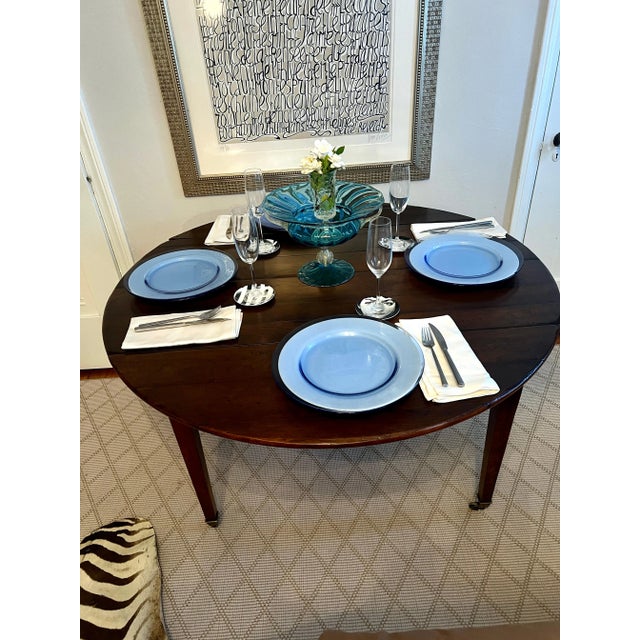 French Early 20th Century Walnut Directoire Drop Leaf Table with Brass Sabot's For Sale - Image 3 of 6