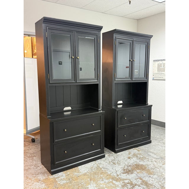 Tuscan Ballard Designs Tuscan File Console + Hutches, Pair For Sale - Image 3 of 12