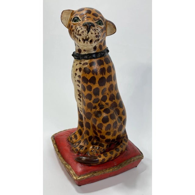 Early 20th Century Antique Handmade Ceramic Spotted Cat Figure For Sale - Image 5 of 10