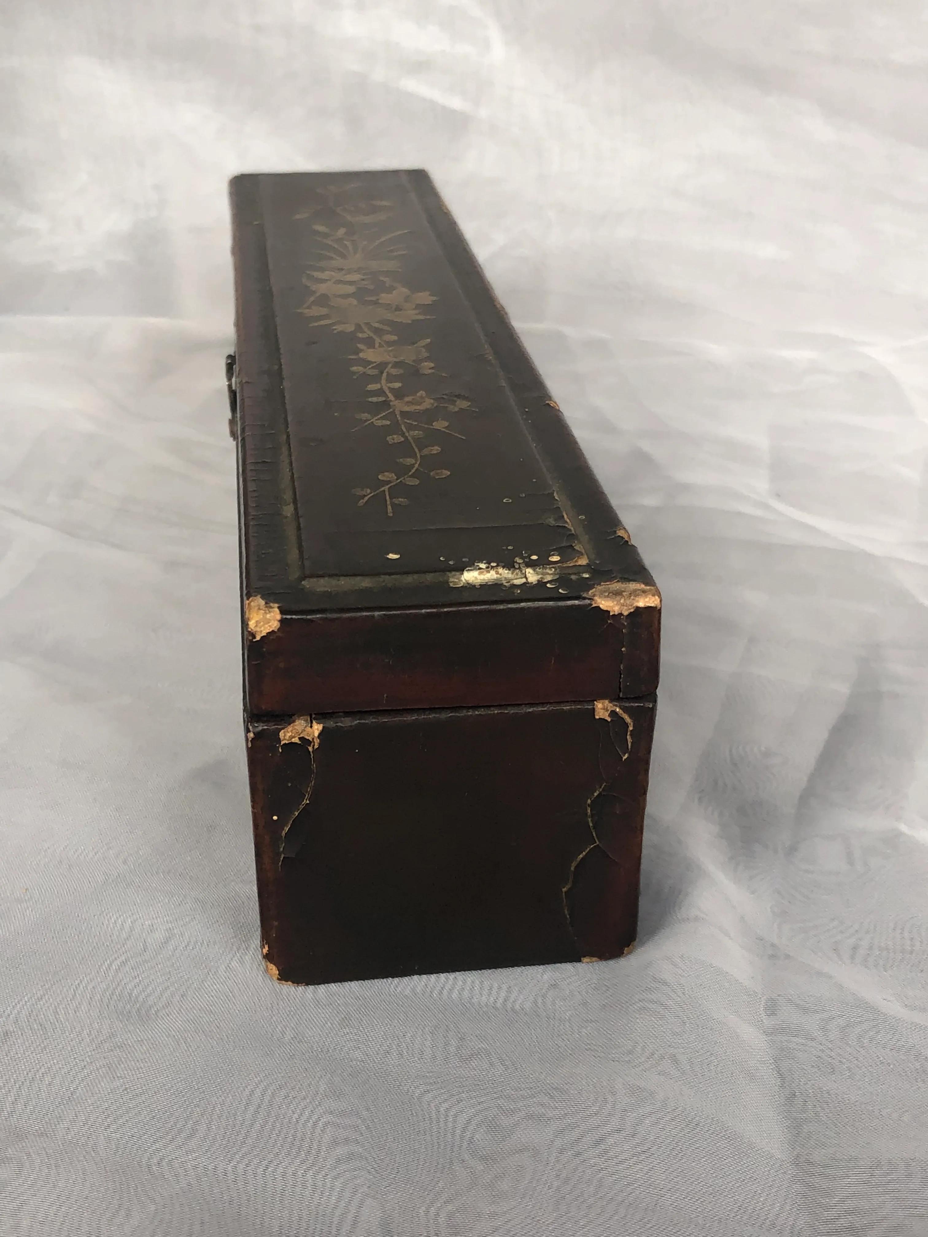 Antique Japanese Meiji Era Decorative Lacquer Box With Original