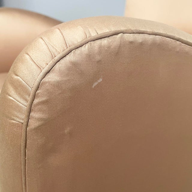 Mid-Century Modern Italian Lounge Chairs in Wood and Pink and Beige Silk, 1940s, Set of 2 For Sale - Image 9 of 18