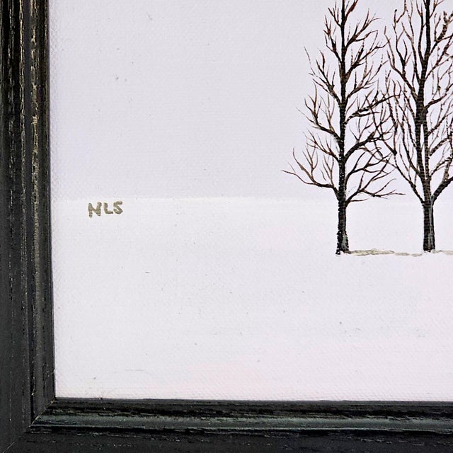 20th Century NLS Minimalist Four Trees Landscape Painting on Stretched Canvas For Sale - Image 9 of 12