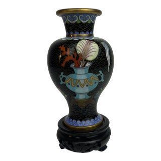 Mid 20th Century Cloisonné Vase on Stand For Sale
