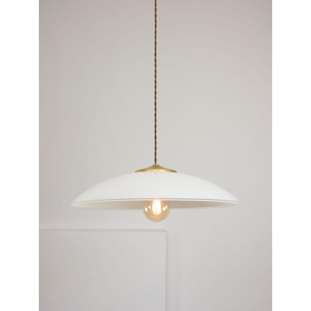 Mid-Century Italian Saucer Glass and Brass Pendant Lamp For Sale - Image 14 of 16