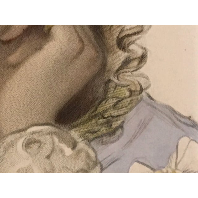 Antique 1820s English "maid of Honour" Hand Colored Engraving For Sale In Boise - Image 6 of 13