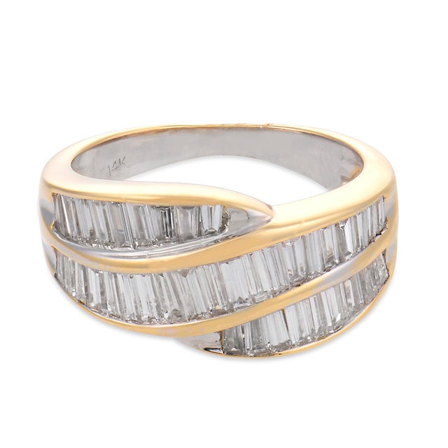Contemporary Vintage 2.10 Carat Diamond 14k Yellow Gold Band, Size 4.75 For Sale - Image 3 of 7