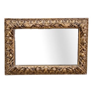 18th Century Mirror in Carved Gilt Wood Decorated with Birds, Fruit and Cherub, 1780 For Sale