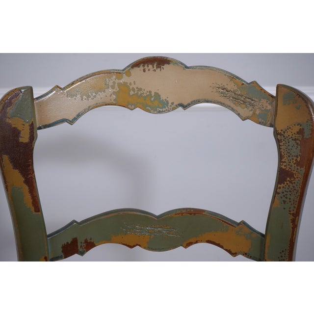 1980s French Country Woven Seat Ladder Back Chair For Sale - Image 5 of 18