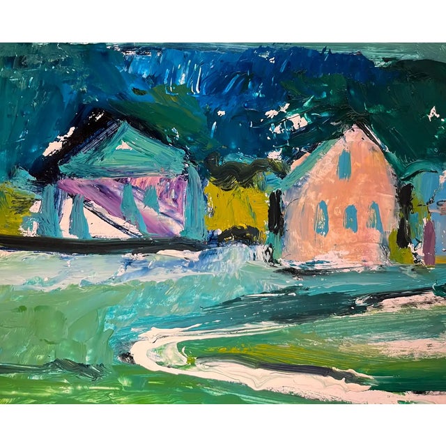 Jean Krille, Landscape 136, Oil on Masonite, Framed For Sale - Image 7 of 10