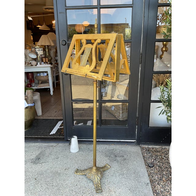 Vintage Gold Leaf and Brass Music Stand For Sale In Los Angeles - Image 6 of 8