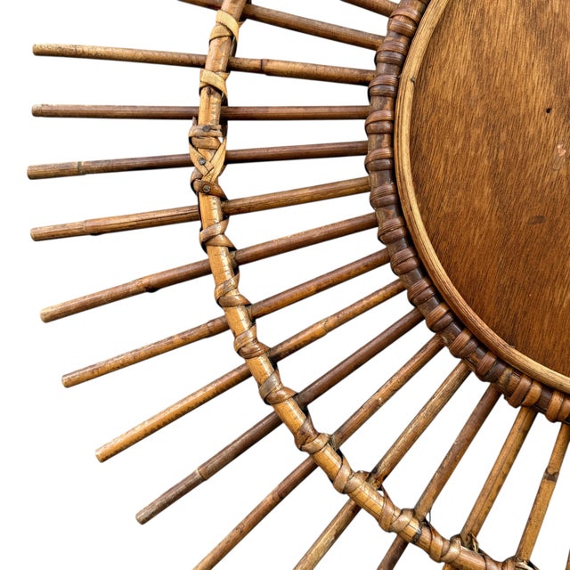 1960s Large Vintage Rattan Mirror, France, 1960s For Sale - Image 5 of 6