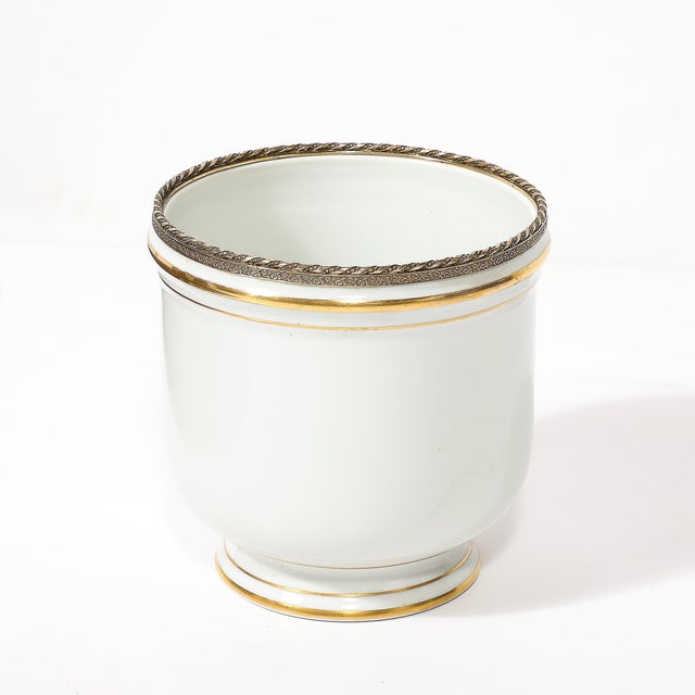 Mid-Century Modernist Porcelain Cachepot With Gilt Detailing by Limoges For Sale - Image 10 of 11