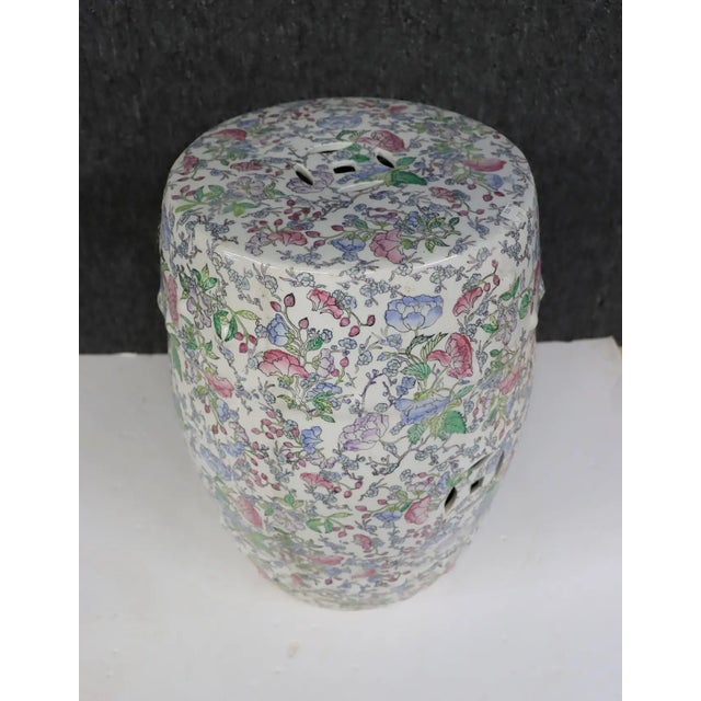 2020s Vintage Floral Chinoiserie Ceramic Garden Stool For Sale - Image 5 of 7