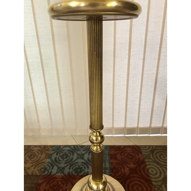 Mid 20th Century 1980’s, Vintage, Polished Brass, Display/Pedestal Stand, Fluted Columns and a Stepped-Circular Base, Weighted, 28” Tall For Sale - Image 5 of 12
