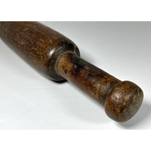 Wood Antique Wooden Rolling Pin: Primitive Farmhouse Kitchen Decor For Sale - Image 7 of 9
