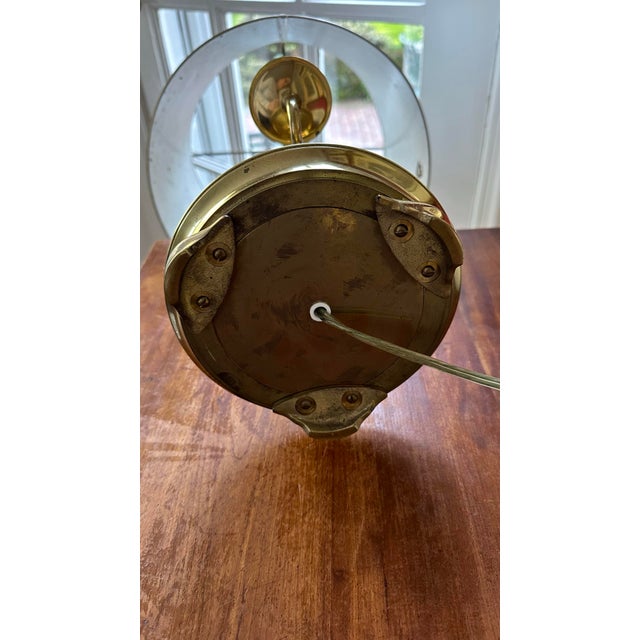 Antique Brass Bouillotte Lamp With White Tole Shade For Sale - Image 12 of 12