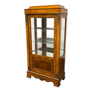 Louis XVI Style Marquetry Vitrine Display Cabinet, Vintage For Sale