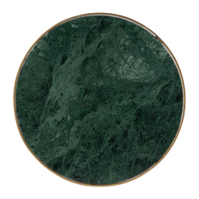 Metal Hager 16 in. W Round Marble & Metal Side Table, Green Marble For Sale - Image 7 of 8