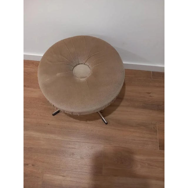 Corduroy Swivel Pouf from Isku, Finland, 1960s For Sale - Image 5 of 10
