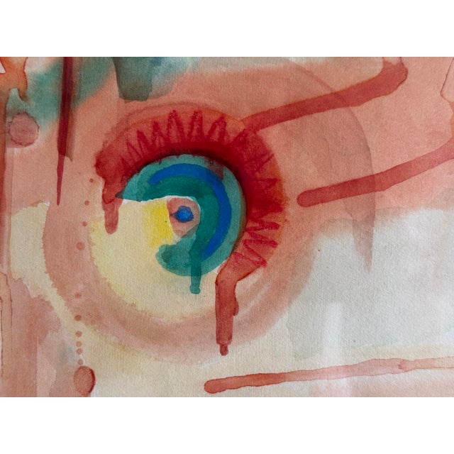 Red 1970s Fantastic Abstract Watercolor by French Artist, Marie Luare-Ilie For Sale - Image 8 of 11