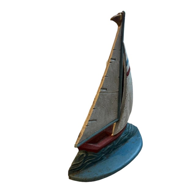 Vintage Sailboat Door Stop Metal Door Stop Vintage Nautical Vintage Door Stop Vintage Statue Cabin Decor Lake Home Beach Home For Sale In Orlando - Image 6 of 8