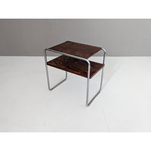 An early example of the Bauhaus side table, Model B 12, originally designed by Marcel Breuer in 1928 and manufactured...