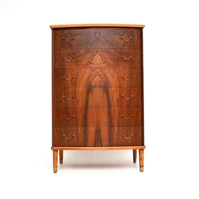 Mid-Century Modern Vintage Danish Walnut and Brass Chest of Drawers, 1960s For Sale - Image 3 of 11