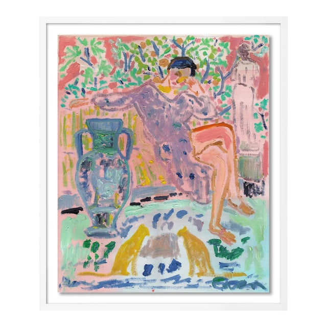 The Thinker by Anne-Louise Ewen in White Frame, Large Art Print For Sale