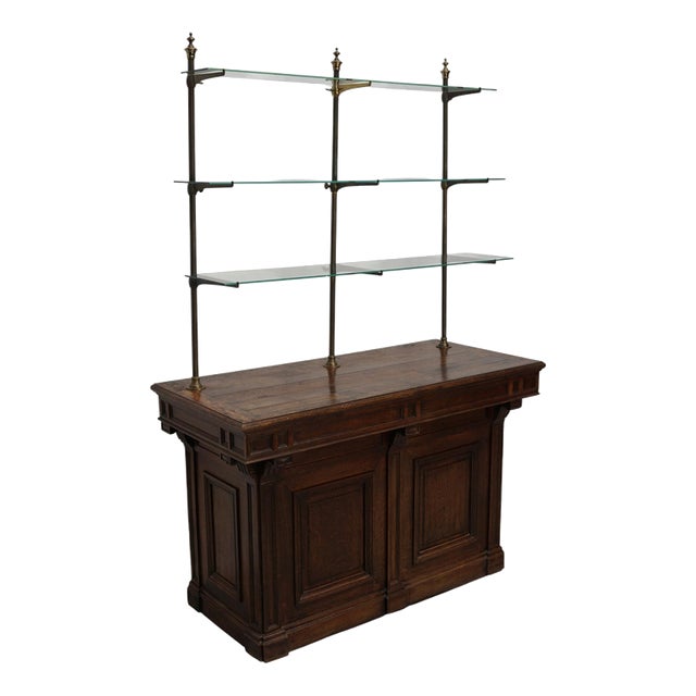 Antique 19th Century French Oak Shop Counter Cabinet For Sale