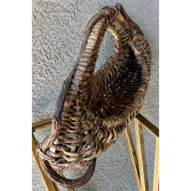 Coffee Mid 20th-Century Rustic Adirondack-Style Branch & Twig Willow & Branch Wall Pocket For Sale - Image 8 of 12