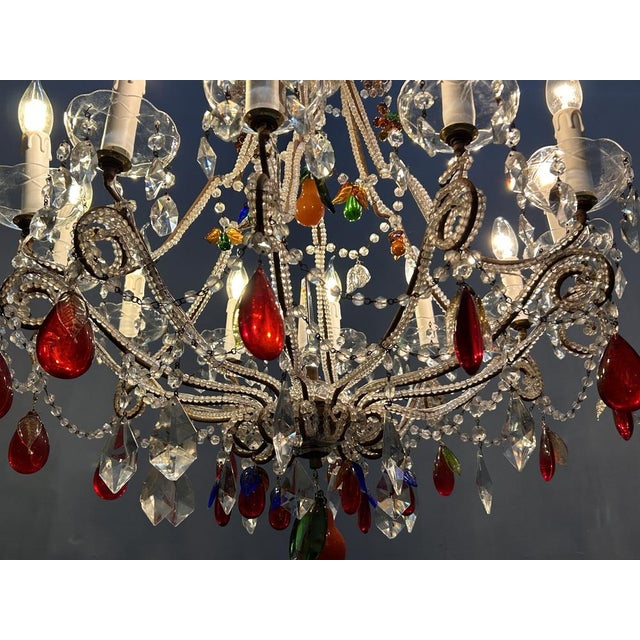 Murano Glass Fruit Crystal Beaded Chandelier, Italy, 1960s For Sale - Image 6 of 10